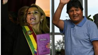 Jeanine Áñez y Evo Morales