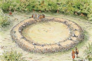Artist's reconstruction of ring cairn