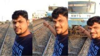 Mr T Siva, a lokacin da ya ke kokarin daukar kansa a hoton selfie