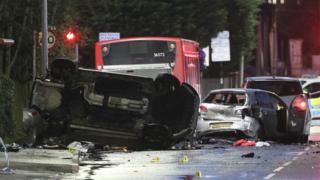 Two cars involved in a crash at Squirrels Heath Road, Romford