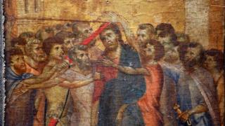 Part of Cimabue's Christ Mocked painting