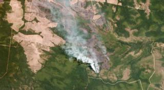 Satellite image of fires in Mato Grosso, Brazil