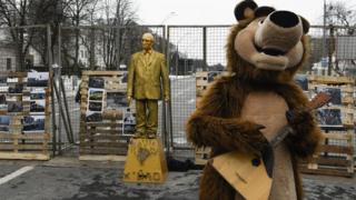 Акція протетсу проти виборів президента РФ у Києві