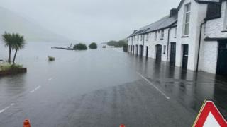 Floods at the Tynycornel Hotel at Tal-y-llyn