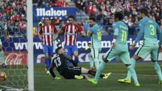 Lionel Messi lokacin da ya ci Atletico Madrid