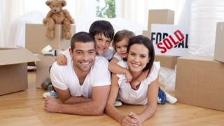 Family in new home
