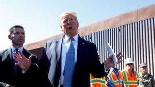 President Trump visits a section of the US-Mexico border wall