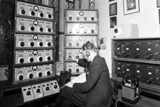 Controls of the microphone mixers in Westminster Abbey control room.