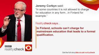 jeremy corbyn said "in some countries it is not allowed to charge for education in any form". Reality check says...In Finland schools can't charge for mainstream education that leads to a formal qualification.