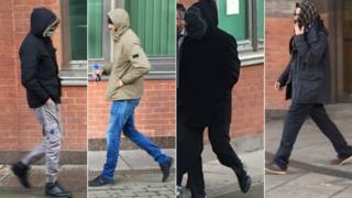 Defendants arrive at Sheffield Crown Court
