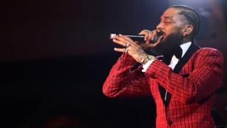 Nipsey Hussle performing before the Grammy Awards, 7 February 2019