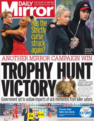 The Daily Mirror's front page