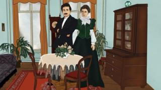 Ilustração de Albert e Mileva Einstein