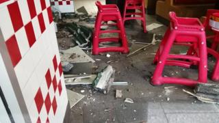 Damage at the Five Guys in Nottingham
