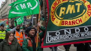 RMT members join a protest in London
