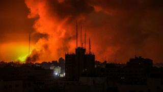 Smoke rises over Gaza City amid Israel air strikes