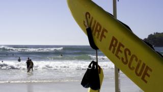 A generic photo of a surf rescue board at an Australian beach