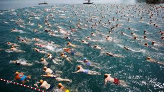 Swimmer in Lake Zurich