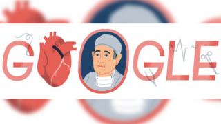 El doodle de Google que homenajea a René Favaloro en el 96° aniversario de su nacimiento.