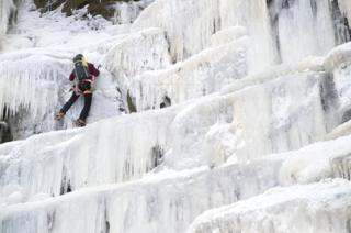 Climber at Kinder Downfall