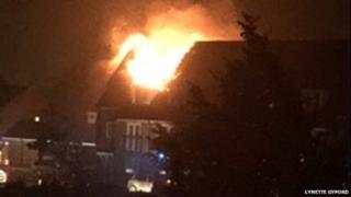 House on fire after lightning strike in Braintree