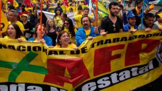 Protesta contra las AFP en Santiago.