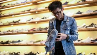 A man in a shoe shop