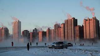 Vista de Chicago no frio