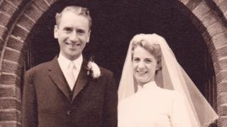 Cynthia Tuck on her wedding day, with her husband George