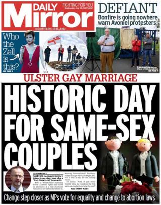The front page of the Daily Mirror