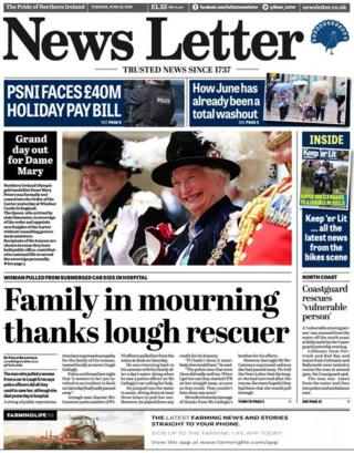Front page of the News Letter on Tuesday