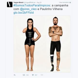 Imagen de dos modelos con aparentes discapacidades