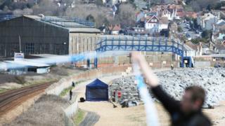 Police at the murder scene in St Leonard's-on-Sea