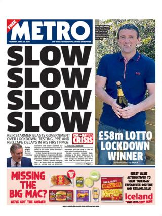 Metro front page