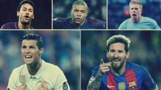Neymar da Mbappe da Kevin de Bruyne da Cristiano Ronaldo da Lionel Messi
