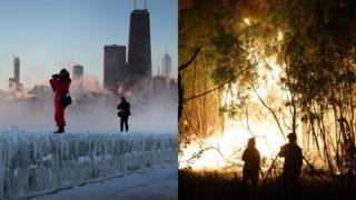 Chicago congelado e incendio forestal en Australia