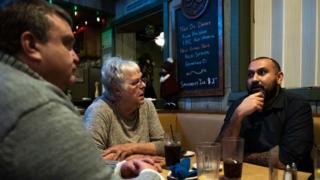 John Thomas, Carol Dodge and Christopher Tapp at dinner in Idaho Fals