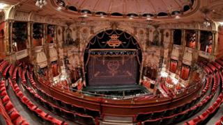 A deserted Coliseum Theatre in London