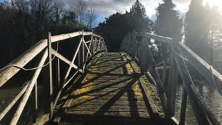 Wooden bridge at the Trout