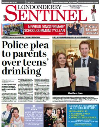 Front page of the Londonderry Sentinel, Wednesday 31 May