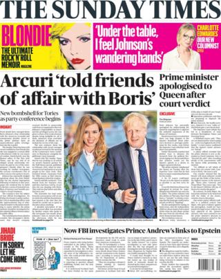 The Sunday Times' front page September 29