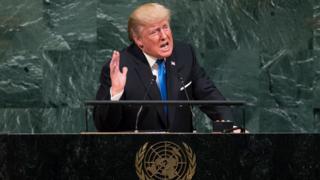 Президент США Дональд Трамп выступает на Генеральной Ассамблее ООН в штаб-квартире ООН