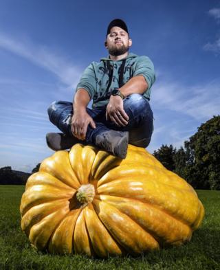 Richard Mann with his winning giant pumpkin