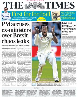 Front page of the Times