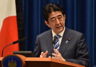 Japanese Prime Minister Shinzo Abe speaks during a press conference at Abe's official residence in Tokyo on 10 March 2015.