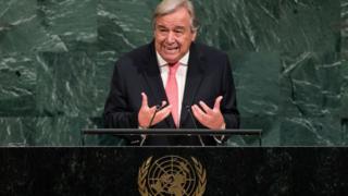Antonio Guterres, s'exprimant à l'occasion de l'assemblée générale des Nations -Unies le 19 septembre à New York
