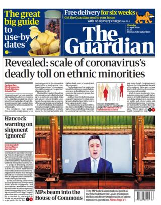 Guardian front page