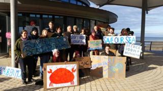Scallop dredging protesters in Aberystwyth