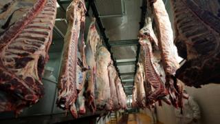 Beef carcasses, file pic