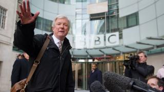 Tony Hall outside the BBC's London HQ